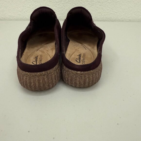 Clarks Collection Caroline Bay Burgundy Suede Slip On Mules Shoes Womens 9.5 M - Picture 3 of 8
